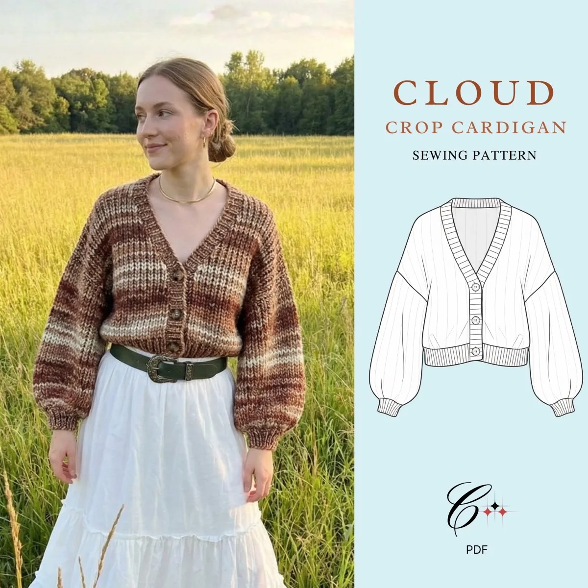 Cloud Crop Cardigan sewing pattern